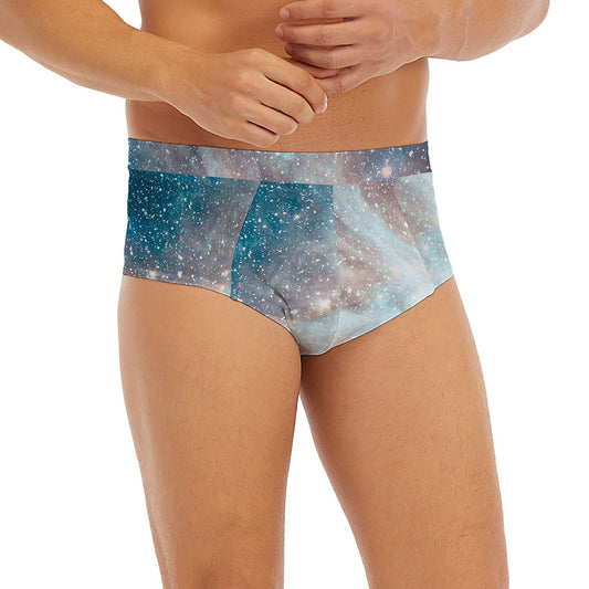 White Cloud Galaxy Space Print Men's Briefs