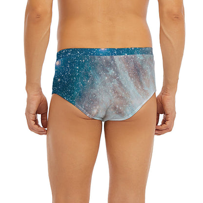 White Cloud Galaxy Space Print Men's Briefs