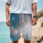 White Cloud Galaxy Space Print Men's Cargo Shorts