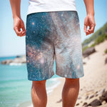 White Cloud Galaxy Space Print Men's Cargo Shorts