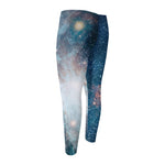 White Cloud Galaxy Space Print Men's Compression Pants