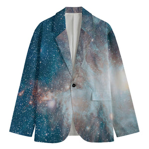 White Cloud Galaxy Space Print Men's Cotton Blazer