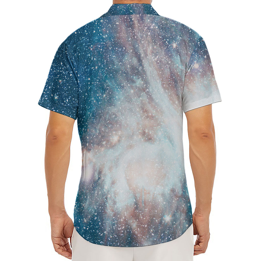 White Cloud Galaxy Space Print Men's Deep V-Neck Shirt