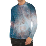 White Cloud Galaxy Space Print Men's Long Sleeve Rash Guard