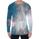 White Cloud Galaxy Space Print Men's Long Sleeve T-Shirt
