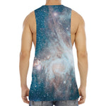 White Cloud Galaxy Space Print Men's Muscle Tank Top