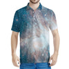 White Cloud Galaxy Space Print Men's Polo Shirt