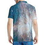 White Cloud Galaxy Space Print Men's Polo Shirt
