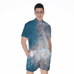 White Cloud Galaxy Space Print Men's Rompers