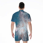 White Cloud Galaxy Space Print Men's Rompers