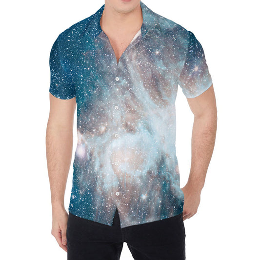 White Cloud Galaxy Space Print Men's Shirt