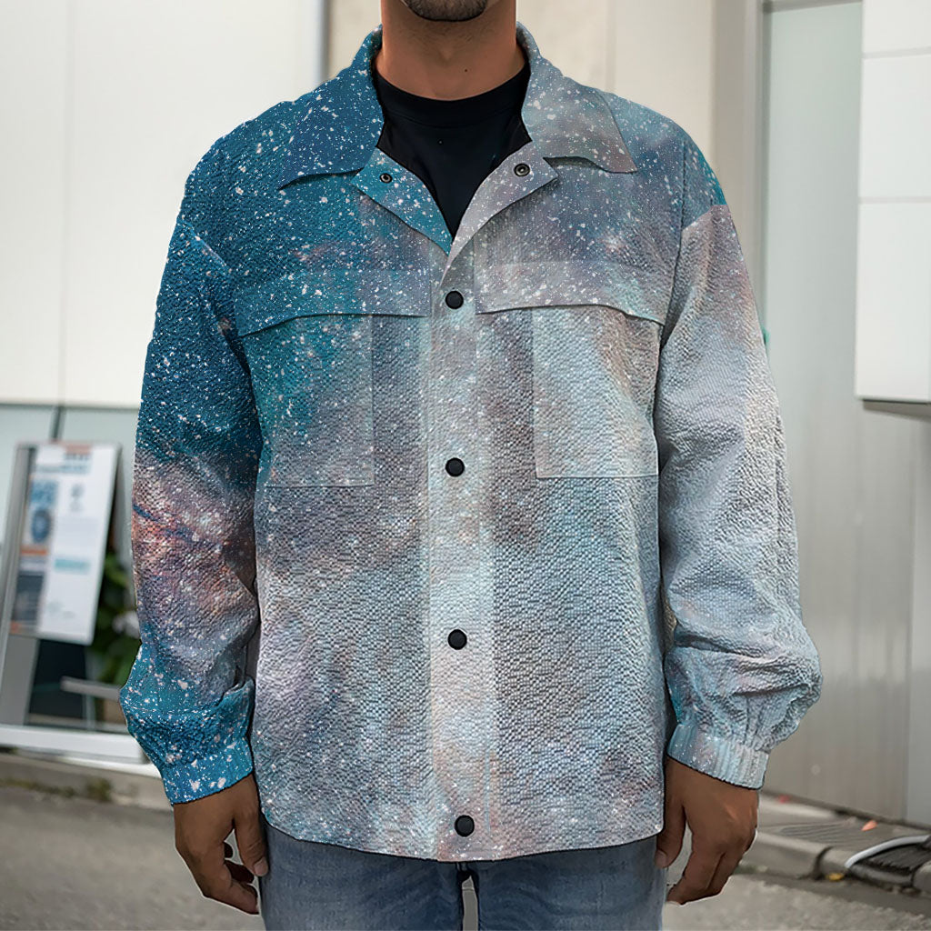 White Cloud Galaxy Space Print Men's Shirt Jacket