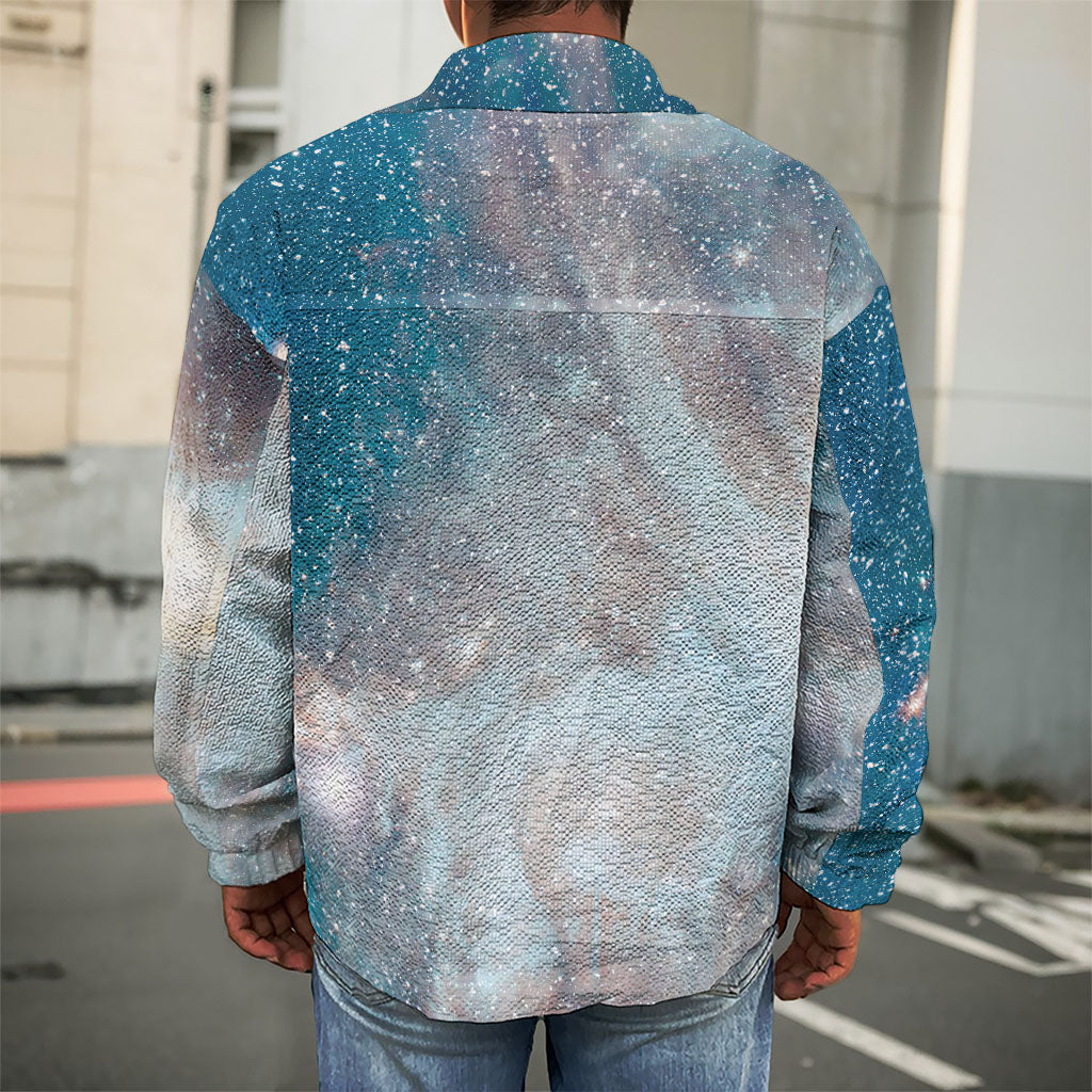 White Cloud Galaxy Space Print Men's Shirt Jacket