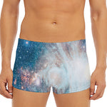 White Cloud Galaxy Space Print Men's Short Boxer Briefs