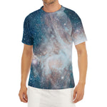 White Cloud Galaxy Space Print Men's Short Sleeve Rash Guard