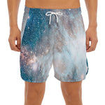 White Cloud Galaxy Space Print Men's Split Running Shorts