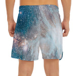 White Cloud Galaxy Space Print Men's Split Running Shorts