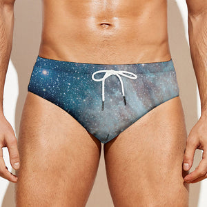 White Cloud Galaxy Space Print Men's Swim Briefs