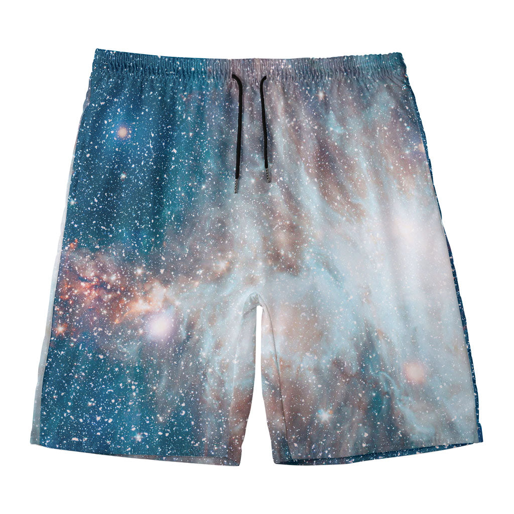 White Cloud Galaxy Space Print Men's Swim Trunks