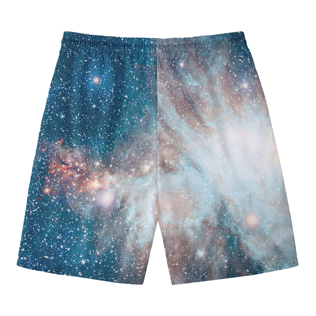 White Cloud Galaxy Space Print Men's Swim Trunks