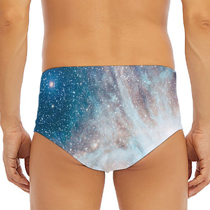 White Cloud Galaxy Space Print Men's Triangle Swim Briefs