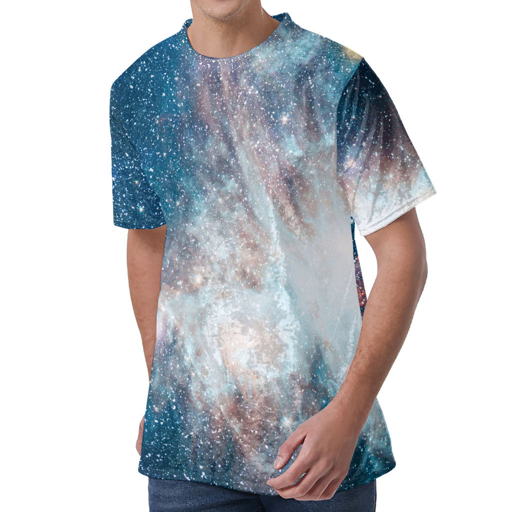 White Cloud Galaxy Space Print Men's Velvet T-Shirt