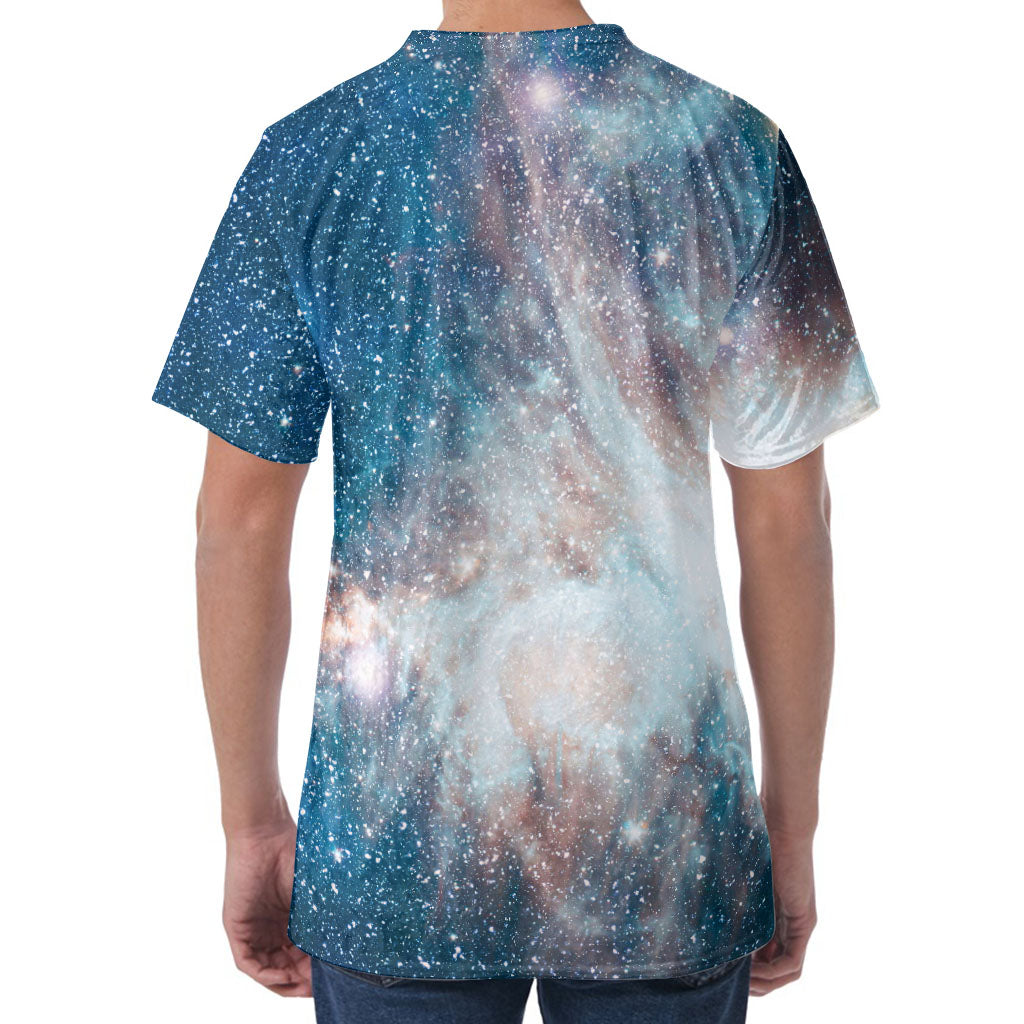 White Cloud Galaxy Space Print Men's Velvet T-Shirt