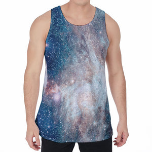 White Cloud Galaxy Space Print Men's Velvet Tank Top