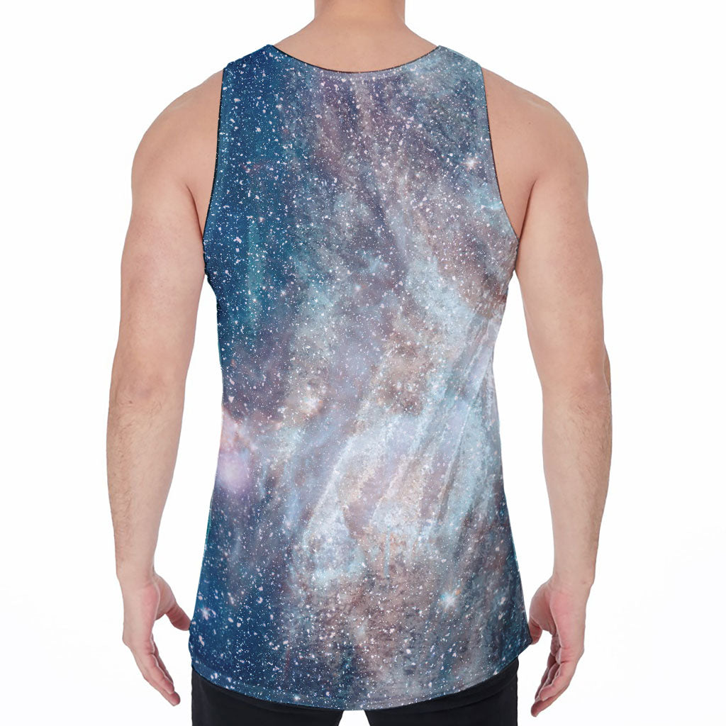 White Cloud Galaxy Space Print Men's Velvet Tank Top