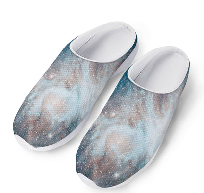 White Cloud Galaxy Space Print Mesh Casual Shoes