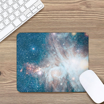 White Cloud Galaxy Space Print Mouse Pad