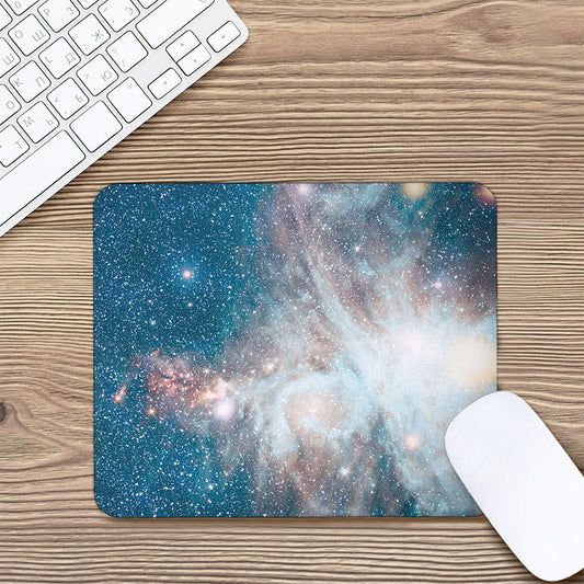 White Cloud Galaxy Space Print Mouse Pad