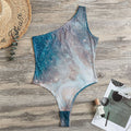 White Cloud Galaxy Space Print One Shoulder Bodysuit