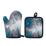 White Cloud Galaxy Space Print Oven Mitt And Pot Holder Set