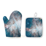 White Cloud Galaxy Space Print Oven Mitt And Pot Holder Set