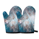 White Cloud Galaxy Space Print Oven Mitts