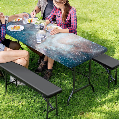 White Cloud Galaxy Space Print Picnic Table Cover