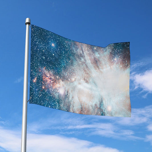 White Cloud Galaxy Space Print Polyester Flag