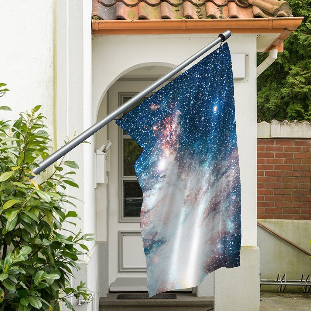 White Cloud Galaxy Space Print Polyester Flag