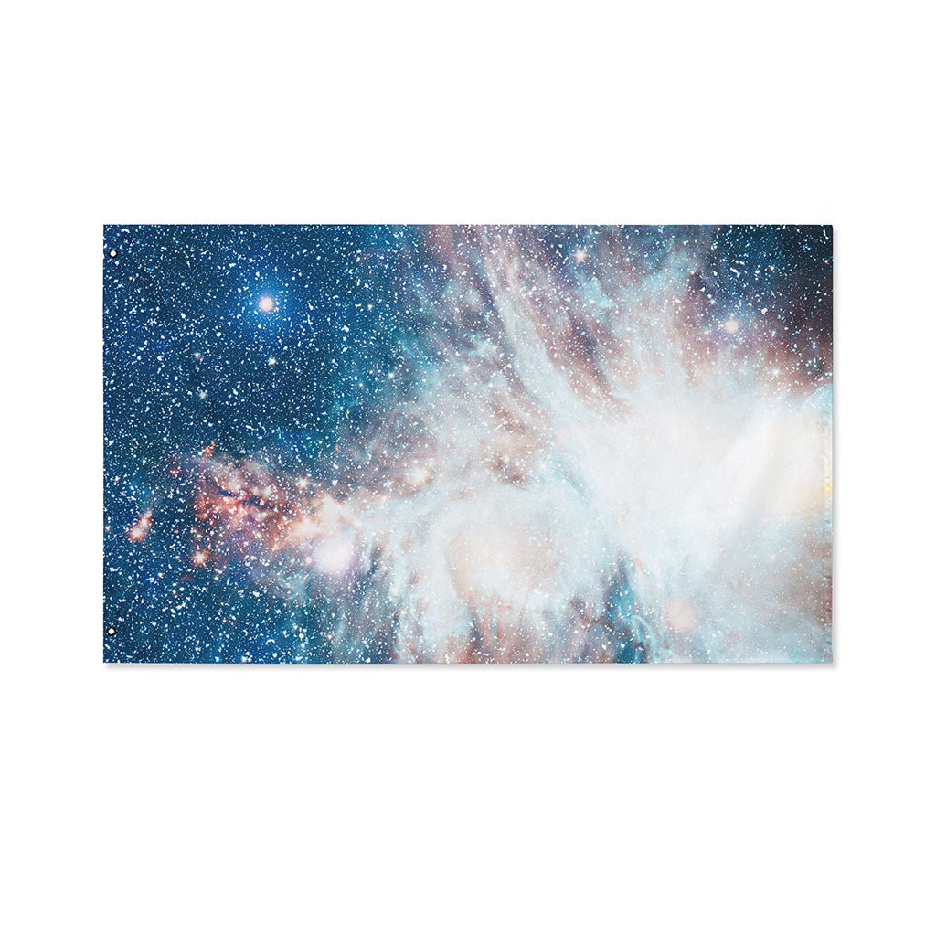 White Cloud Galaxy Space Print Polyester Flag