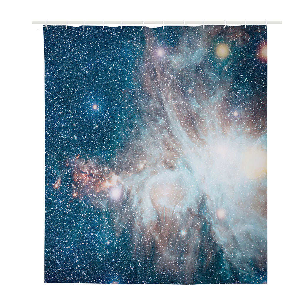 White Cloud Galaxy Space Print Polyester Shower Curtain