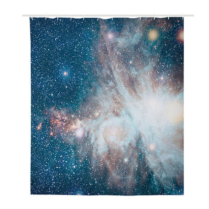 White Cloud Galaxy Space Print Polyester Shower Curtain