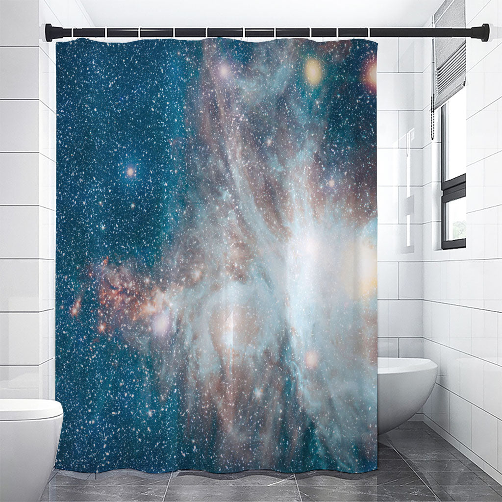 White Cloud Galaxy Space Print Premium Shower Curtain