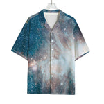 White Cloud Galaxy Space Print Rayon Hawaiian Shirt