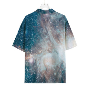 White Cloud Galaxy Space Print Rayon Hawaiian Shirt