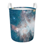 White Cloud Galaxy Space Print Round Laundry Basket