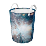 White Cloud Galaxy Space Print Round Laundry Basket