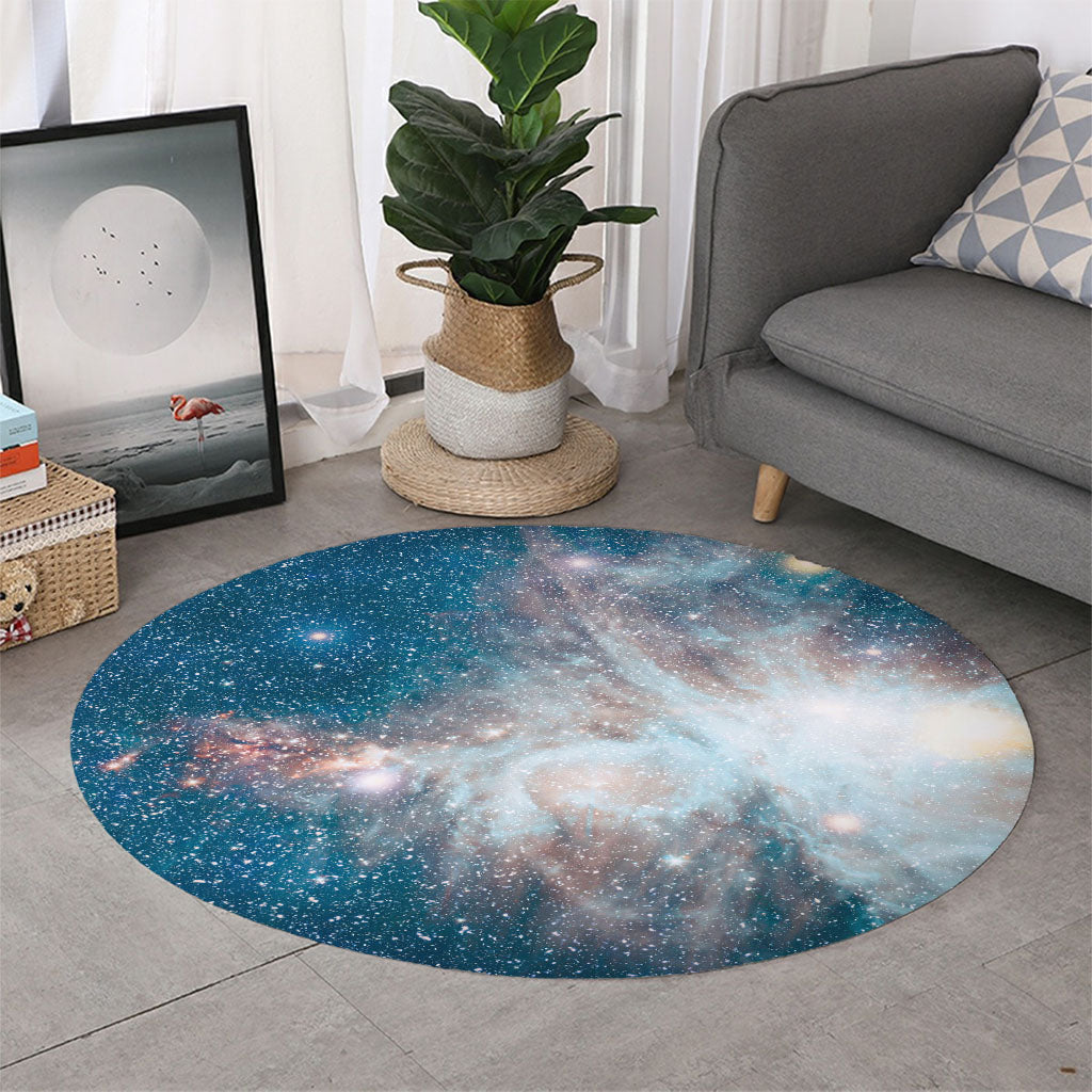 White Cloud Galaxy Space Print Round Rug