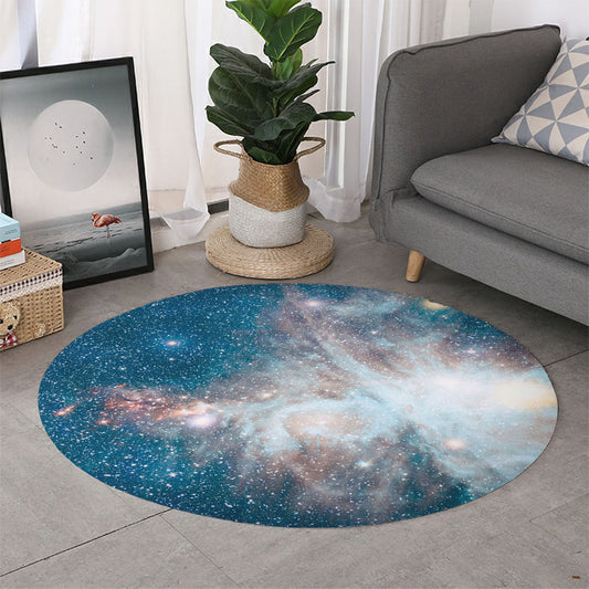 White Cloud Galaxy Space Print Round Rug