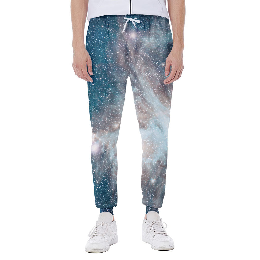 White Cloud Galaxy Space Print Scuba Joggers